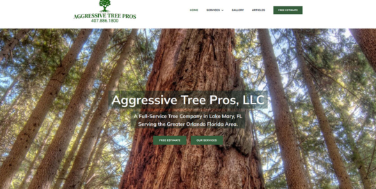Aggressive Tree Pros - Home Page Screen Shot