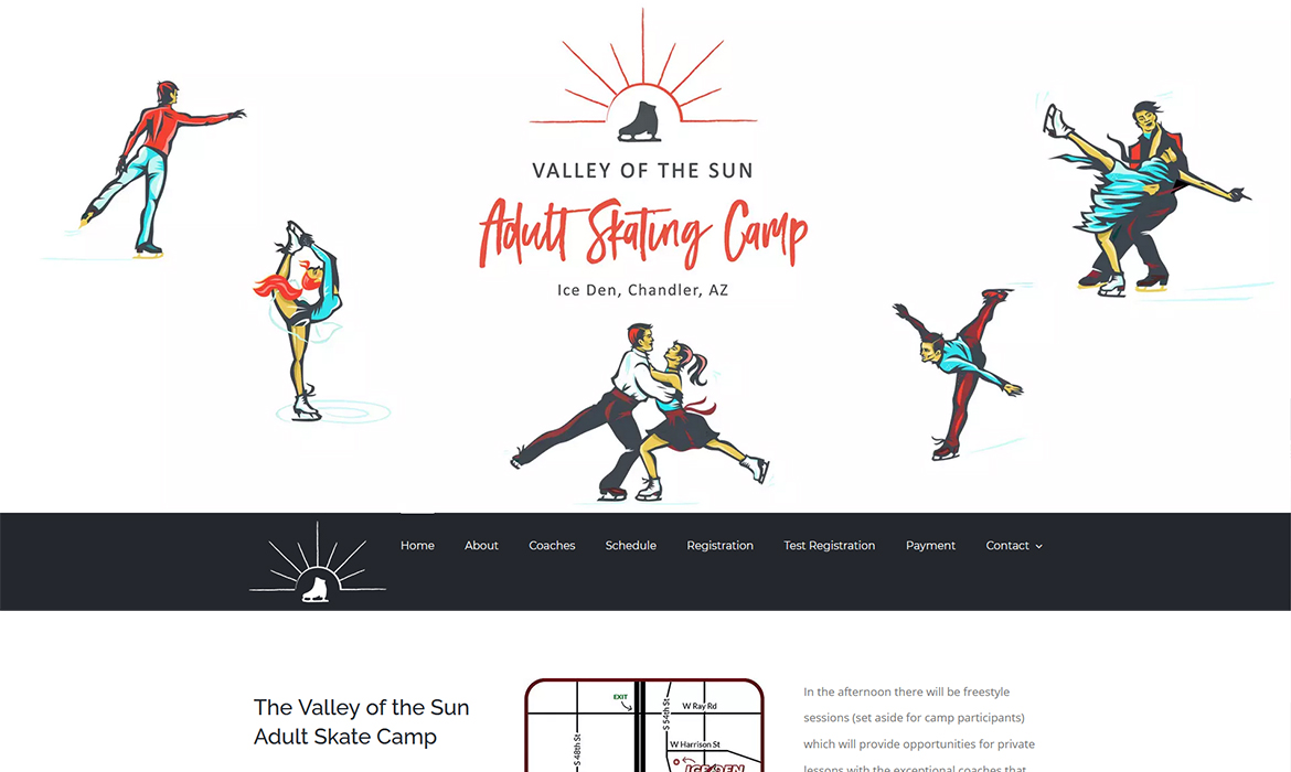 Valley of the Sun Adult Skating Camp - Home Page Screen Shot